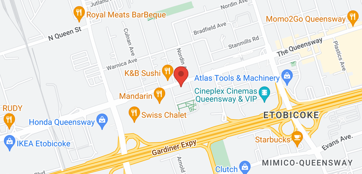 map of #709 -1185 THE QUEENSWAY AVE